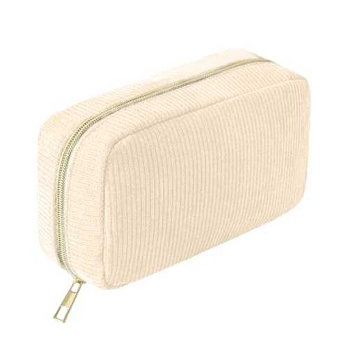 Kulturtasche Cord Kosmetiktasche Reisetaschen Frauen Make-up Beutel Geldbörse 20x10x6CM Reise Make-up Beutel Cosmetic Bag Badezimmertasche (Beige,20x10x6CM) von Generic