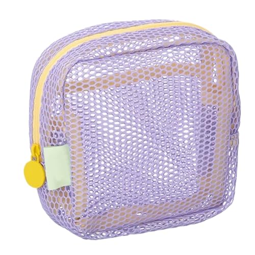 Kulturtasche Netz Kosmetiktasche Reisetaschen Frauen Make-up Beutel Geldbörse 13X13X4CM Reise Mesh Beutel Cosmetic Bag Badezimmertasche (Lila,13X13X4CM) von Generic