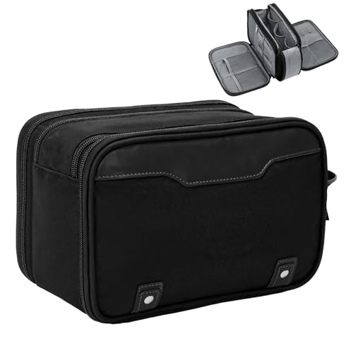 Kulturtasche für Herren, 24,1 x 12,1 x 15,2 cm, wasserdicht, Kulturbeutel, schwarz, für Reisen, Geschäftsreisen von Generic