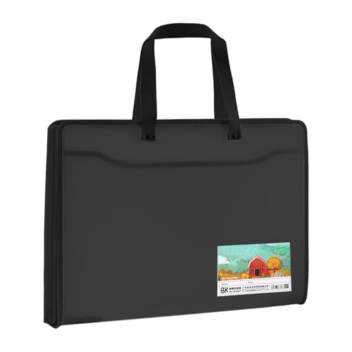Kunst-Poster-Tasche, Aufbewahrungsbox, große Kapazität, Zeichenblöcke, tragbare Ordner-Organizer für Poster, Organisation, Transparentes Schwarz, Refer to description, Uni von Generic