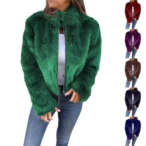 Kunstfell Jacke Damen Kurz Fellmantel Elegant Winterjacke Einfarbig Kunstpelz Mantel Winter Pelzmantel Flauschig Plüschjacke Warm Felljacke Pelzjacke Übergangsjacke Kuscheljacke von Generic
