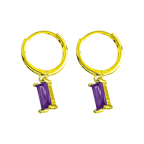 Kupfer vergoldet Einfache Zirkon Ohrstecker Geometrisches Temperament Rechteckige Farbige Zirkon Damen Ohrringe von Generic