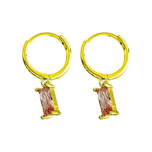 Kupfer vergoldet Einfache Zirkon Ohrstecker Geometrisches Temperament Rechteckige Farbige Zirkon Damen Ohrringe von Generic