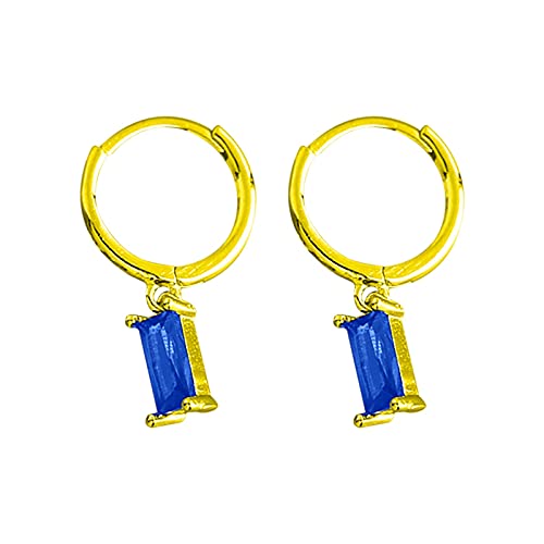 Kupfer vergoldet Einfache Zirkon Ohrstecker Geometrisches Temperament Rechteckige Farbige Zirkon Damen Ohrringe von Generic