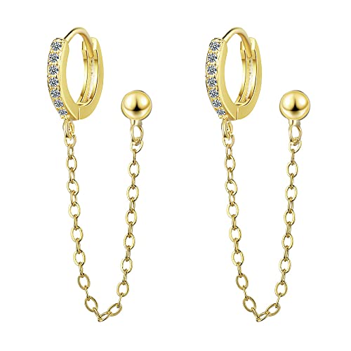 Kupfer vergoldet Runde Doppellochperlen Persönlichkeit Lange Tropfenohrringe von Generic