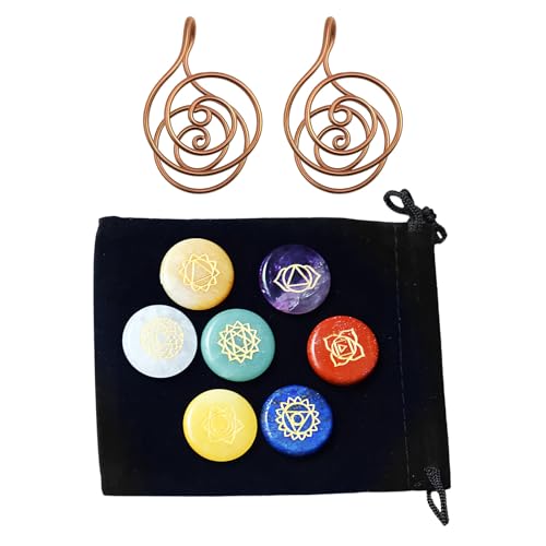 Kupferspiral-Handringe für Reiki, Verstellbarer Kupfer-Palmenring – Handgefertigte Reiki- und Kristallverstärker, Frauen-Heilspiralen mit Kristallen für Meditation und Energie von Generic