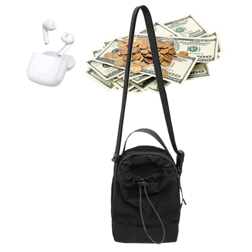 Kuriertasche – Mini-Umhängetasche, kleine Reisepasshülle, Umhängetasche für Männer und Frauen, tragbare Handyhalterung, Geldbörse, Tasche für Workout, Urlaub, Pendeln, Outdoor-Reisen, Schwarz, Refer von Generic