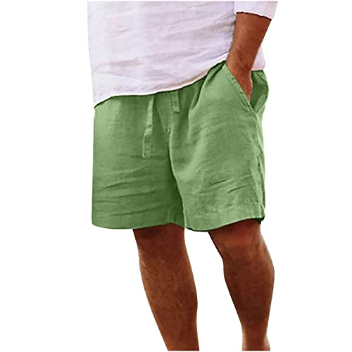 Kurz Leinenhose Herren Sommer Casual Leichte Strandshorts Luftige Lockere Leinen Shorts Einfarbig Strand Hosen mit Taschen Freizeithose Elastische Taille Sommerhose Herren-Shorts von Generic