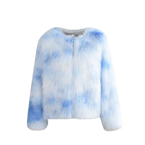 Kurz Winterjacke Damen Pelzmantel Jacke Plüsch Cardigan Mantel Plüschjacke Pelzjacke Kunstfell Warm Coat Jacket Lässig Damenjacke Kurzmantel Loose Kunstpelzmantel Hochzeit Felljacke Blau XXL von Generic