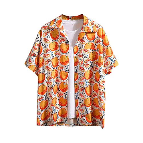 Kurzarmhemd Fronttasche Hawaiihemd Loose Fit Funky Sommerhemd Kurzarm Hemden Freizeitshirt Baumwolle Hawaii Hemd Männer Freizeithemden Herren Kurzärmliges Herrenhemden Top von Generic