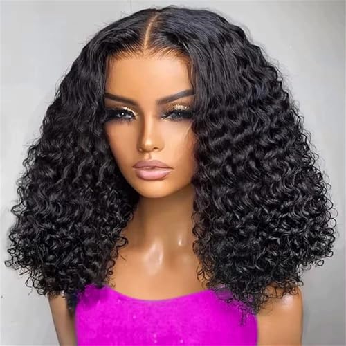 Kurze Bob Perücken Wasser Lockig 13X4 13X6 Hd Spitzenfront Menschliches Haar Für Frauen Deep Wave 7X5 Glulose Spitzenperücke 200 Density 16 Inch 13X6 HD Lace Wig von Generic
