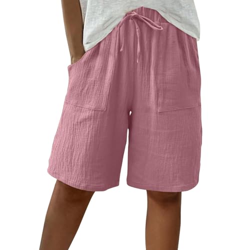 Kurze Hose Damen Sommer Leinen - Musselin Shorts mit Tunnelzug und Taschen knilang Bermudashorts High Waist Damen-Shorts Gerades Bein Freizeitshorts Lässige Strandshorts Baggy Sportshorts Kurze Hose Damen Sommer Leinen - Musselin Shorts mit Tunnelzug und Taschen knilang Bermudashorts High Waist Damen-Shorts Gerades Bein Freizeitshorts Lässige Strandshorts Baggy Sportshorts von Generic