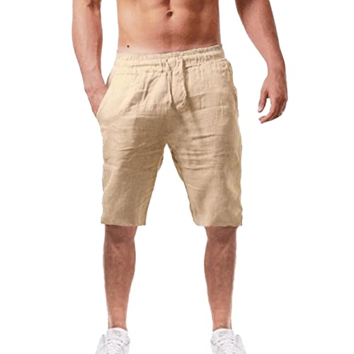 Kurze Hose Herren Leinenhose Sommer Stoff-Shorts Leicht-Sommerhose Kurze Hose Cargohose Sommerhosen-Strandhose Outdoor Arbeitsshorts,Freizeithose Outdoor Hosen- Chinohose von Generic