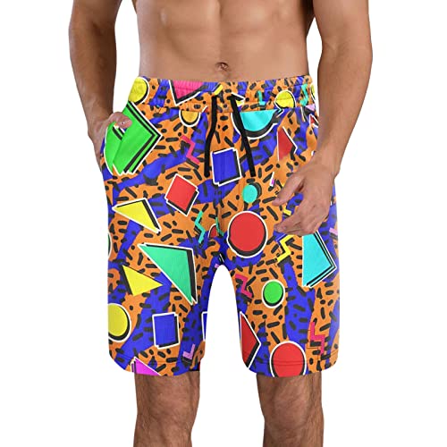 Kurze Hosen Herren Badehosen Große Größen Herren 80er 90er Badeshorts Retro Fun Neuheit Sommer Party Shorts Mesh gefüttert schnell trocknend Badeshorts Bauchweg Badehose Herren Badehose Gr. von Generic