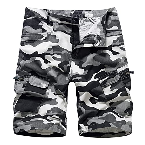 Kurze Hosen Herren Camouflage Kurze Outdoor Sporthose mit Mehreren Taschen Herren Sport Tarnfarben Shorts Reissverschluss Bermuda Cargo Shorts von Generic