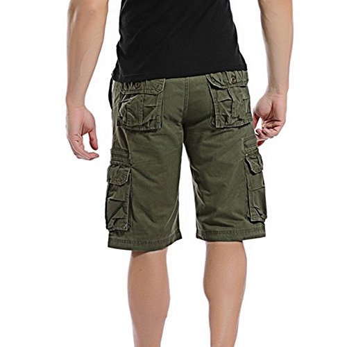 Kurze Hosen Herren Cargo Jeans - Chino Cargo Shorts Herren Camouflage 3/4 Cargoshorts Leicht mit 6 Taschen Bermuda Cargohose Outdoor Regular Fit Freizeithose Schnelltrocknend (a-Army Green, 33) von Generic