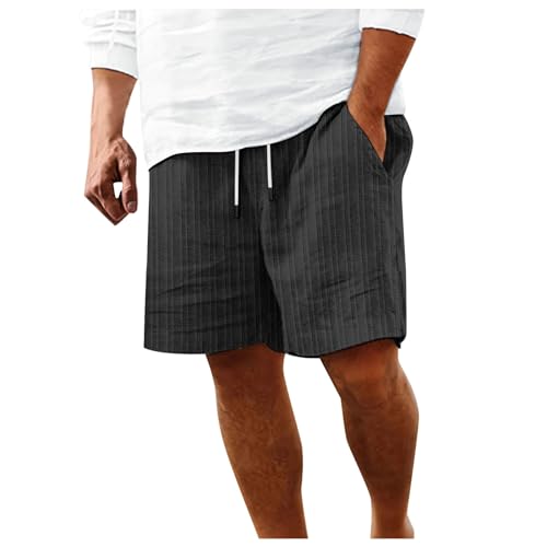 Kurze Hosen Herren Leicht Sommer Cord Shorts Streifen Leinen Freizeit Shorts Arebitshose Jogginghose Elastische Taille mit Taschen Strand Cargoshorts Bequeme Atmungsaktiv Sportshorts von Generic