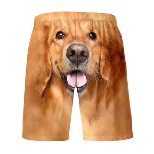Kurze Hosen Herren Lustige Hund Bedruckte Shorts Lässige Strand Sportshorts mit Taschen Atmungsaktive Elastische Taille Short Bequeme Schnelle Trocknend Freizeithose Urlaub Sommerhose von Generic