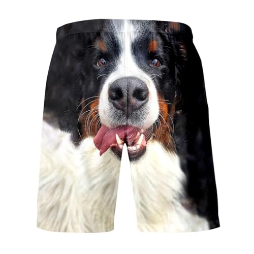 Kurze Hosen Herren Lustige Hund Bedruckte Shorts Lässige Strand Sportshorts mit Taschen Atmungsaktive Elastische Taille Short Bequeme Schnelle Trocknend Freizeithose Urlaub Sommerhose von Generic