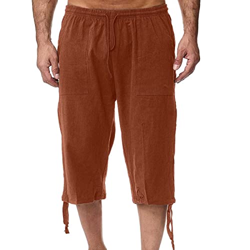 Kurze Hosen Herren Pluderhose mit Schnürung Wikinger Sommerhose Pirat Mittelalter Kostüm Freizeit Strand Shorts Freizeit Sporthose Herren Kurze Hosen Herren Stretch Bund von Generic
