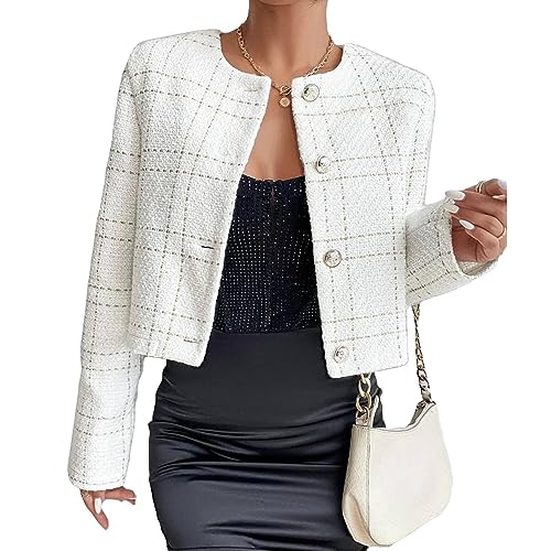 Kurze Jacke Damen Elegant Einreihig Anzug Jacke Rundhals Blazer für Damen Langarm Business AnzüGe Jacke Leichte Damenanzüge Freizeit Anzugjacke Elegant Blazers Damenblazer Kurze Jacke Damen Elegant Einreihig Anzug Jacke Rundhals Blazer für Damen Langarm Business AnzüGe Jacke Leichte Damenanzüge Freizeit Anzugjacke Elegant Blazers Damenblazer von Generic