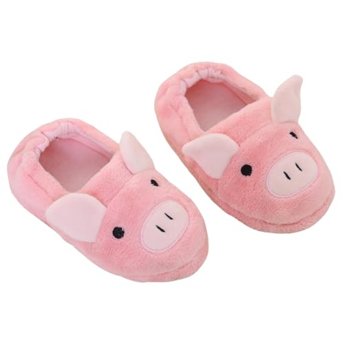 Kuschelige Hausschuhe Kinder Mädchen Junge Plüsch Tierhausschuhe Anti Rutsch Haus Pantoffeln Warm Winterschuhe Flauschig Tierhausschuhe Slippers (Pink, 31 Little Child) von Generic