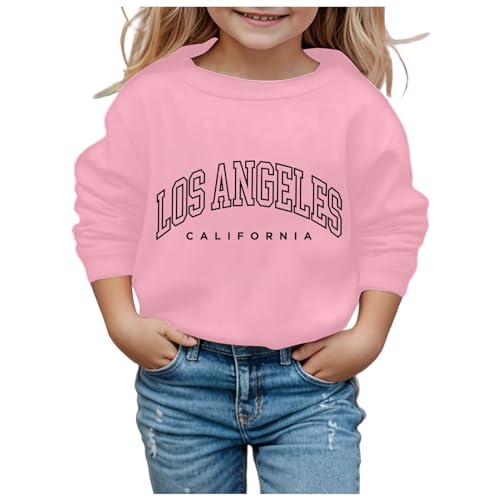 LOS Angeles Pullover Mädchen Y2K Sweatshirt Mode Brief Drucke Kostüme Casual Tops Langarm Rundhalsausschnitt Lässiger Festival Pulli Oberteile Langarmshirts 3-12 Jahre (Pink, 7-8 Years) von Generic