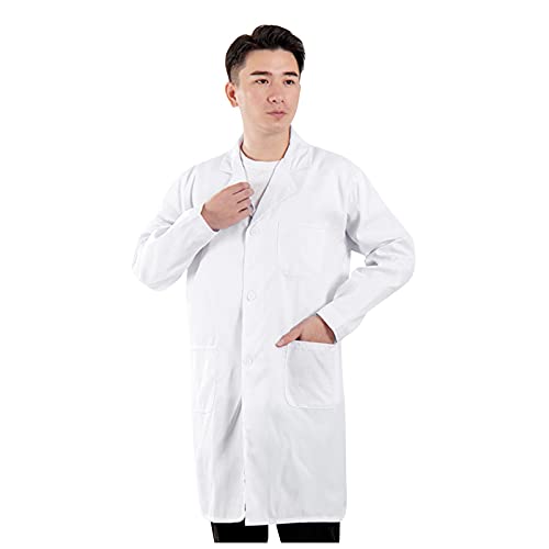 Labormantel Chemie Laborkittel Arztkittel Weiß Herren Damen Arbeitsmantel Langarm Baumwolle Arbeitskleidung Kittel Mantel Weiß von Generic