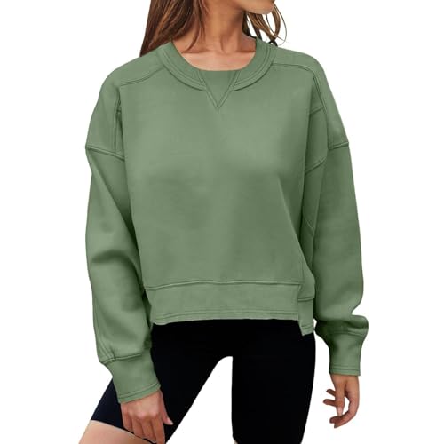Ladies Sweatshirt Graphic Print Pullover Casual Tops Round Neck Blouse Long Sleeve Loose Fit T Shirts Fall Clothes Going Out Shirts D-02 (Green, S) von Generic