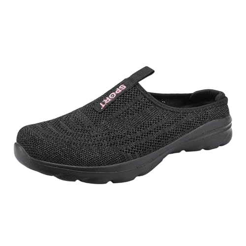 Lässige, einfarbige, umwickelte Zehenpartie Flyweave-Mesh, atmungsaktive Halb-Flip-Flops für Damen in großen Größen Schuhe Damen Pantolette Hässliche Schuhe Damen von Generic