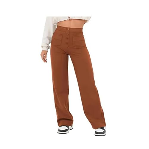 Lässige Stretchhose mit hoher Taille für Damen, superelastische Hose mit hoher Taille, Stretchhose für Damen, Hose mit geradem Bein für Damen (Red 1,XL) von Generic