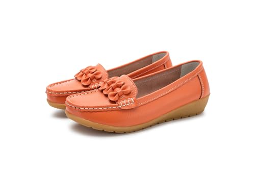Lässiger Leder-Loafer Für Damen, Flach, Lässig, Mokassins, Zum Hineinschlüpfen, Bootsschuhe, Krankenschwester-Fahrschuhe, Bequeme Schuhe Mit Weicher Sohle Für Mütter,Orange,35 Lässiger Leder-Loafer Für Damen, Flach, Lässig, Mokassins, Zum Hineinschlüpfen, Bootsschuhe, Krankenschwester-Fahrschuhe, Bequeme Schuhe Mit Weicher Sohle Für Mütter,Orange,35 von Generic