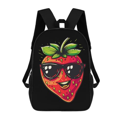 Lässiger Wanderrucksack Süße Erdbeere Mit Brille Laptoprucksack Trendy Rucksack Für Reisen, Camping, Büro, 42X32X14Cm von Generic