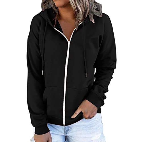 Lässiges Sweatshirt Damen Täglich Lange Daunen Für Tasche Kapuzenpullover Ärmel Knopf V Kordelzug Hoodies Ausschnitt Hoodies Sweatshirts Baggy Outdoor Sweatshirt, Schwarz , 36 von Generic