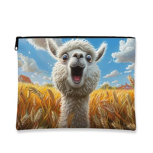 Lama Make-up-Tasche, schöne Reise-Kosmetiktasche, Reise-Tasche für Frauen, tragbarer Organizer aus Segeltuch mit Reißverschluss, für Festivals, weiß, 7x9 Inch, Flamme von Generic