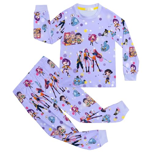Langärmeliges Hosen-Homewear-Set für Mädchen, K-Pop-Pyjama-Set mit Dämonenprint für Kinder,Style 6,130cm von Generic