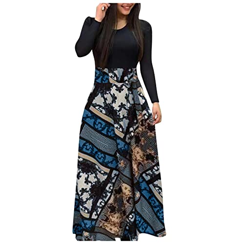 Langarm Kleid Damen Jeanskleid Bodycon Kleid Damen Cocktailkleid Damen Kleid Langarm Damen Festlich Swing Kleid Damen Boho-Kleid 5Style Damen Kleid Swing Kleid Damen Kleid Mit Punkten von Generic