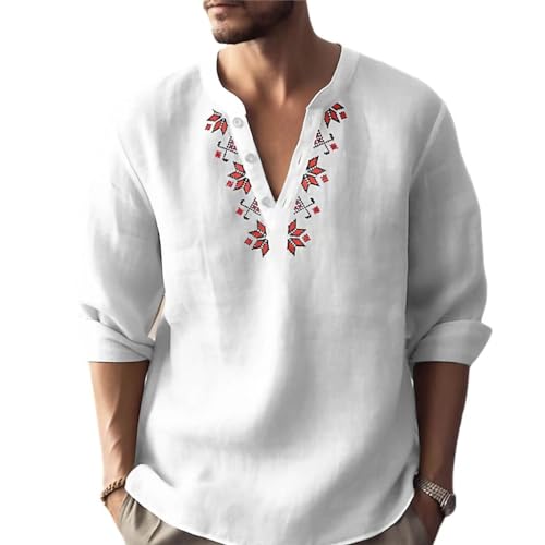 Langarm Shirt Herren Leichte Dünnschliff Casual Shirt Slim Fit Wicking Atmungsaktiv Basic Shirt Herren Frühling Sommer Druck Shirt Herren B-White XL Langarm Shirt Herren Leichte Dünnschliff Casual Shirt Slim Fit Wicking Atmungsaktiv Basic Shirt Herren Frühling Sommer Druck Shirt Herren B-White XL von Generic