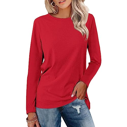 Langarmshirt Damen Oversized Pullover Tshirt Solid Colour Longshirt Damen Lässig für Leggings Langarmshirt Elegant Sweatshirt Oversized von Generic