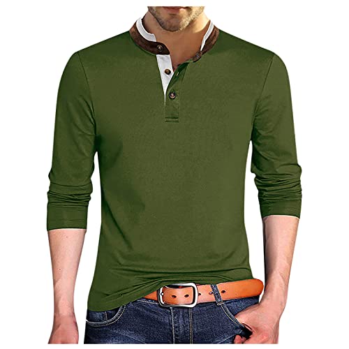 Langarmshirt Herren, Poloshirt Herren Langarm-T-Shirt Outdoor Warm Atmungsaktiv Polohemd Golf Tennis Freizeit Stehkragen Polo Shirts Einfarbig Hemd Funktionsshirt Herren Langarm Grün M von Generic