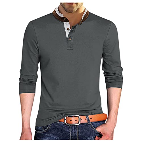 Langarmshirt Herren, Poloshirt Herren Langarm-T-Shirt Outdoor Warm Atmungsaktiv Polohemd Golf Tennis Freizeit Stehkragen Polo Shirts Einfarbig Hemd Herren Hemd Langarm grau XL von Generic