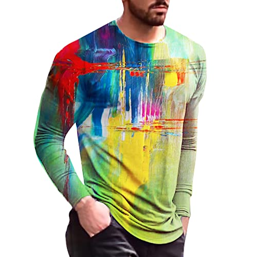 Langarmshirt Herren Basic Longsleeve Dünner Herren Langärmlige Freizeitoberteile mit Bunte Drucke Longsleeve Outdoor Sweatshirts Oversize Herren Rundhals Pullover Grün XL Langarmshirt Herren Basic Longsleeve Dünner Herren Langärmlige Freizeitoberteile mit Bunte Drucke Longsleeve Outdoor Sweatshirts Oversize Herren Rundhals Pullover Grün XL von Generic