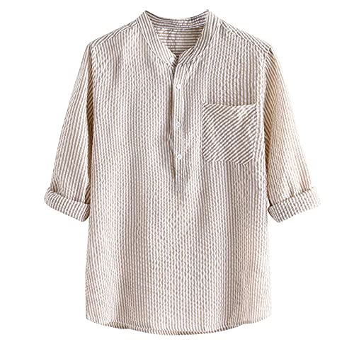 Langarmshirt Herren Freizeithemd Stehkragen Basic Leinen Hemd Entspannt Übergröße Shirt Hawaiihemd Casual Shirt Langarm T-Shirts Regular Fit Men Shirts Mit Tasten Beige-M 4XL Langarmshirt Herren Freizeithemd Stehkragen Basic Leinen Hemd Entspannt Übergröße Shirt Hawaiihemd Casual Shirt Langarm T-Shirts Regular Fit Men Shirts Mit Tasten Beige-M 4XL von Generic