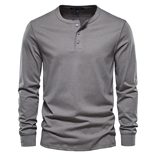 Langarmshirt Herren Henley Shirt Slim-fit Longsleeve Herren Pullover grau L Langarmshirt Herren Henley Shirt Slim-fit Longsleeve Herren Pullover grau L von Generic