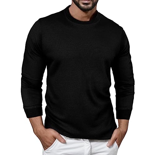 Langarmshirt Herren Regular Fit Waffel Freizeithemd Herren Langarm T-Shirts mit Rundhalsausschnitt Longsleeve Outdoor T-Shirts Belastbar Sweatshirts Herren Pullover Schwarz XL Langarmshirt Herren Regular Fit Waffel Freizeithemd Herren Langarm T-Shirts mit Rundhalsausschnitt Longsleeve Outdoor T-Shirts Belastbar Sweatshirts Herren Pullover Schwarz XL von Generic