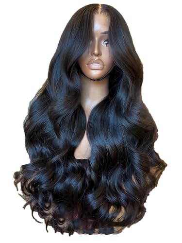 Lange, Gewellte Echthaarperücke Für Damen (13X6 HD Transparent Lace Front) Ohne Kleber, Brasilianisches Remy-Haar von Generic