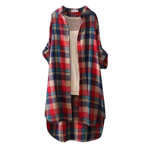 Generic Lange Bluse Damen Leinenhemd Lang Kariert Shirt Frühling Revers Langarmshirt Knopfleiste Hemd Leinenbluse Lose Longbluse Blusenshirt Oberteile Tops Generic Lange Bluse Damen Leinenhemd Lang Kariert Shirt Frühling Revers Langarmshirt Knopfleiste Hemd Leinenbluse Lose Longbluse Blusenshirt Oberteile Tops von Generic