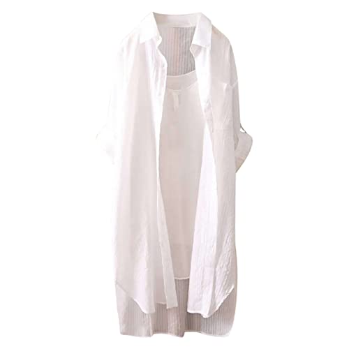 Lange Bluse Damen Leinenhemd Lang Kariert Shirt Frühling Revers Langarmshirt Knopfleiste Hemd Leinenbluse Lose Longbluse Blusenshirt Oberteile Tops Lange Bluse Damen Leinenhemd Lang Kariert Shirt Frühling Revers Langarmshirt Knopfleiste Hemd Leinenbluse Lose Longbluse Blusenshirt Oberteile Tops von Generic