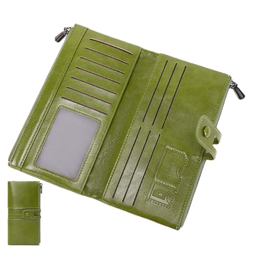 Lange Brieftasche – Damen-Clutch, Kartenhalter aus Leder | Elegantes Organizer-Mäppchen, geräumige Hülle, schmaler Ordner mit Reißverschluss, Kreditkartenhalter, Reiseetui, elegant von Generic