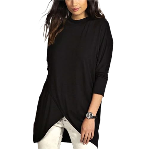 Lange Damen-Tunika, Langärmelige Damen-Langbluse mit Rundhalsausschnitt für Zuhause (L) von Generic